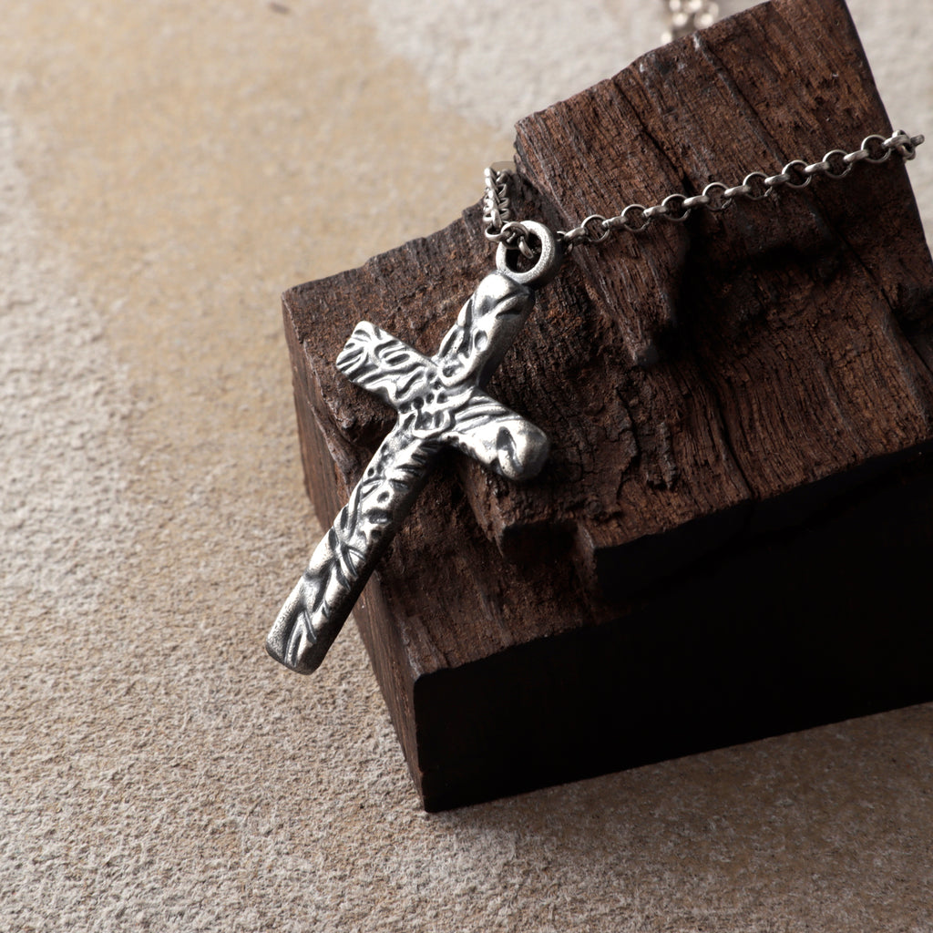 925 Sterling Silver Thorn Cross Necklace, Divine Protection Faith Pendant