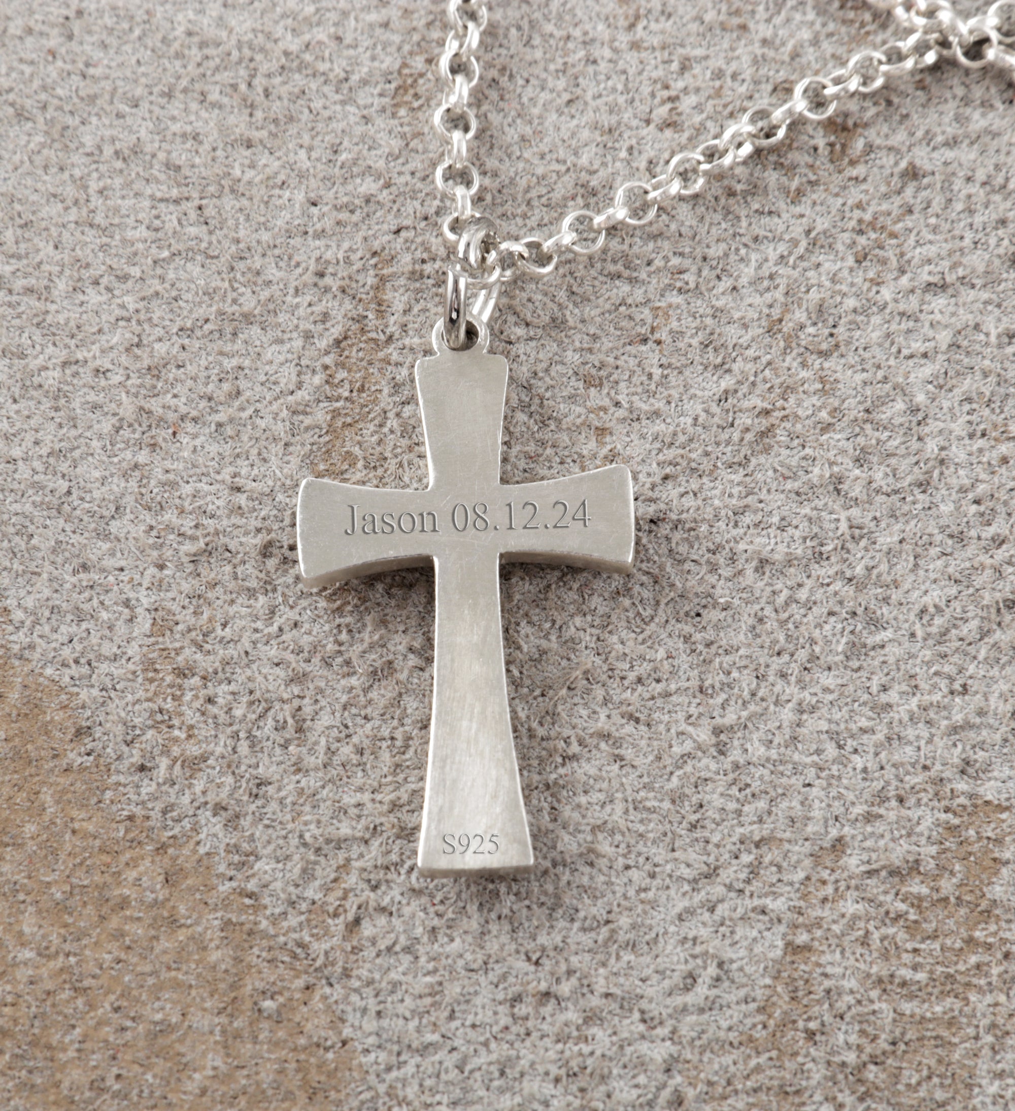 925 Sterling Silver Heirloom Tiered Holy Cross Engravable Faith Pendant Necklace