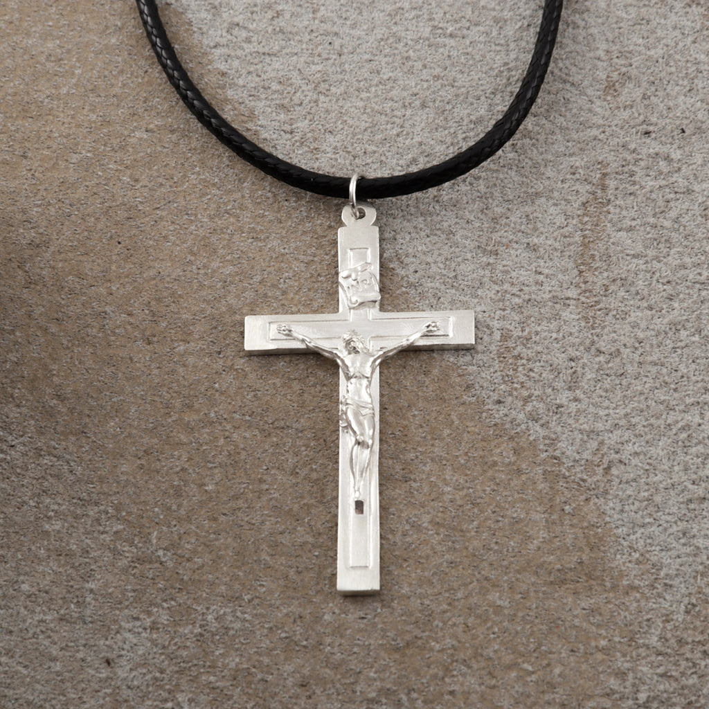 Sacred Fortitude Christ Pendant, Retro & Polished 925 Sterling Silver Talisman