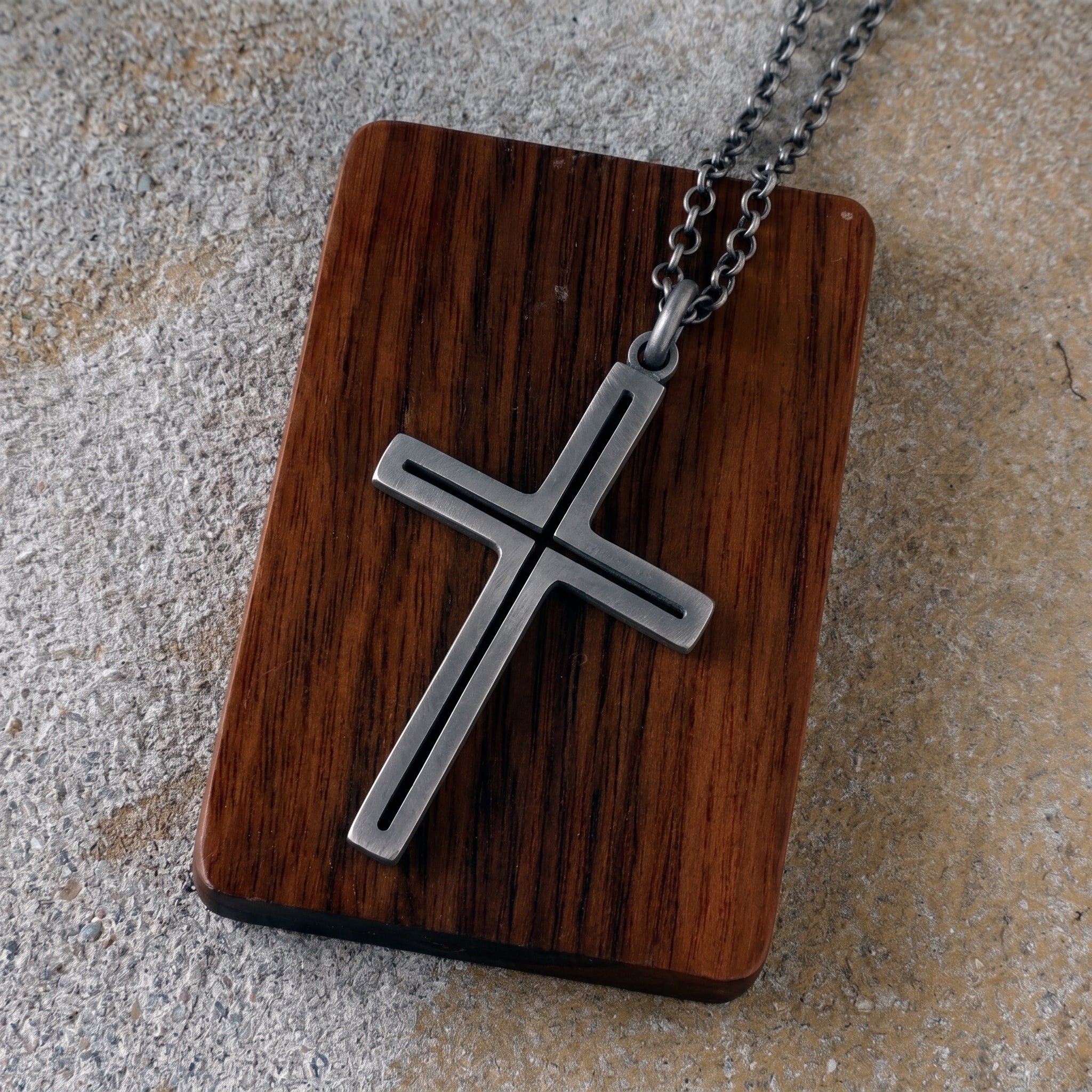 Sacred Light Hollow Cross Pendant, Solid 925 Sterling Silver Faith Alignment Necklace