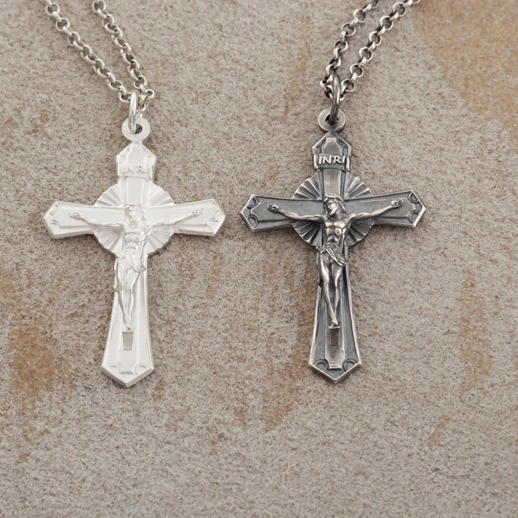 925 Sterling Silver Holy Crucifix Necklace, Sacred Jesus Cross Pendant for Faith & Protection