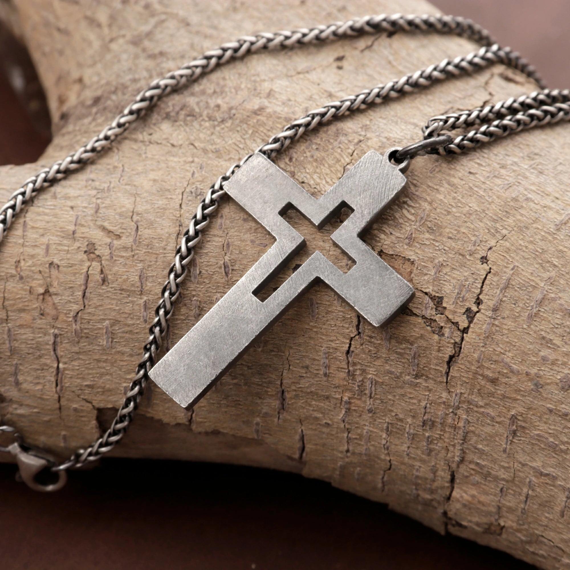 925 Sterling Silver Cutout Cross Pendant for Sacred Faith Within & Divine Protection