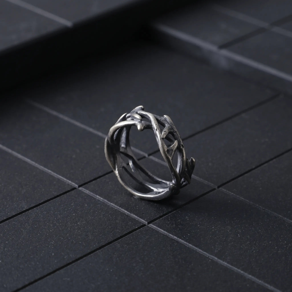 925 Sterling Silver Thorn Ring, Gothic Crown of Thorns Band Jewelry
