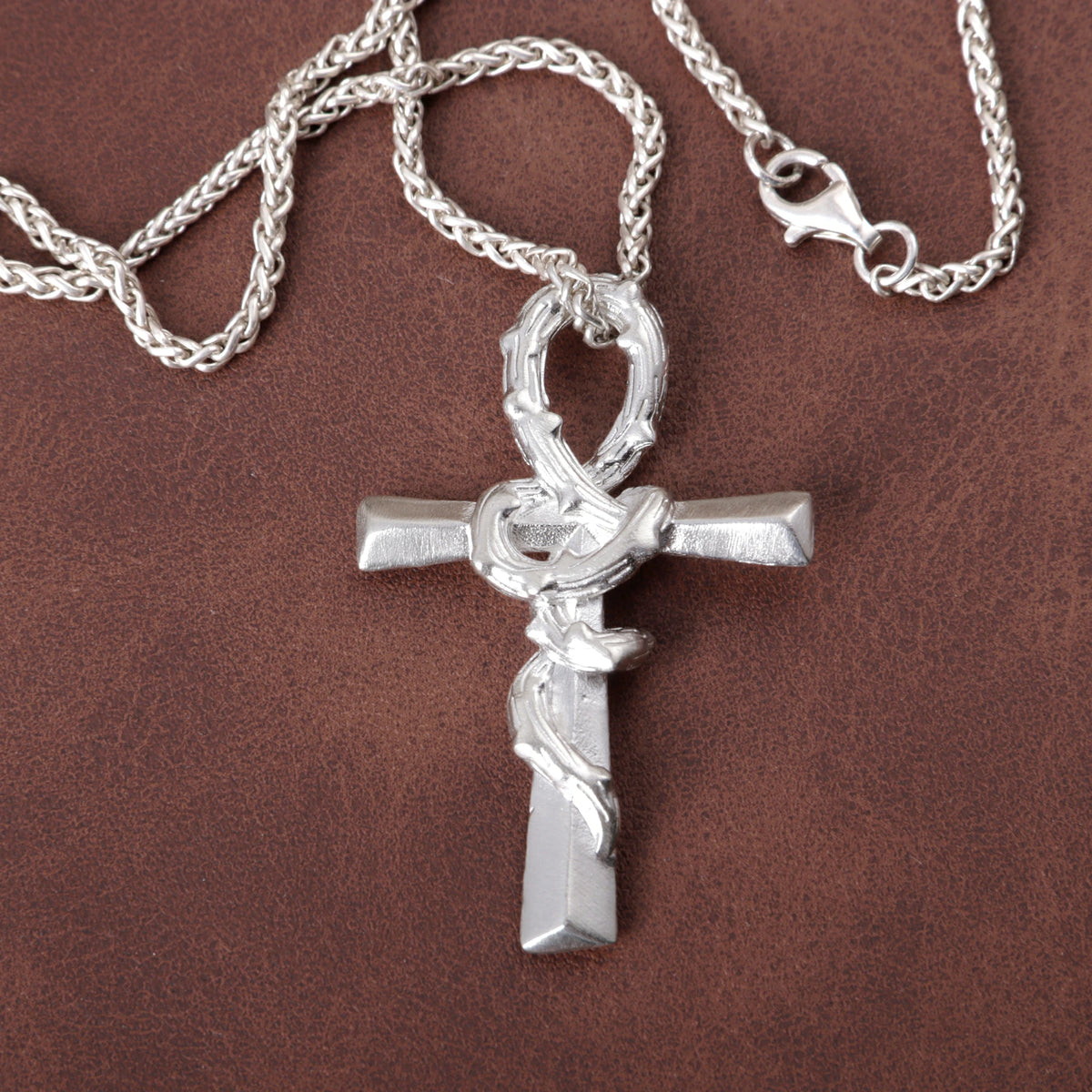 925 Sterling Silver Crown Of Thorns Cross Pendant Anchored In His Eternal Salvation
