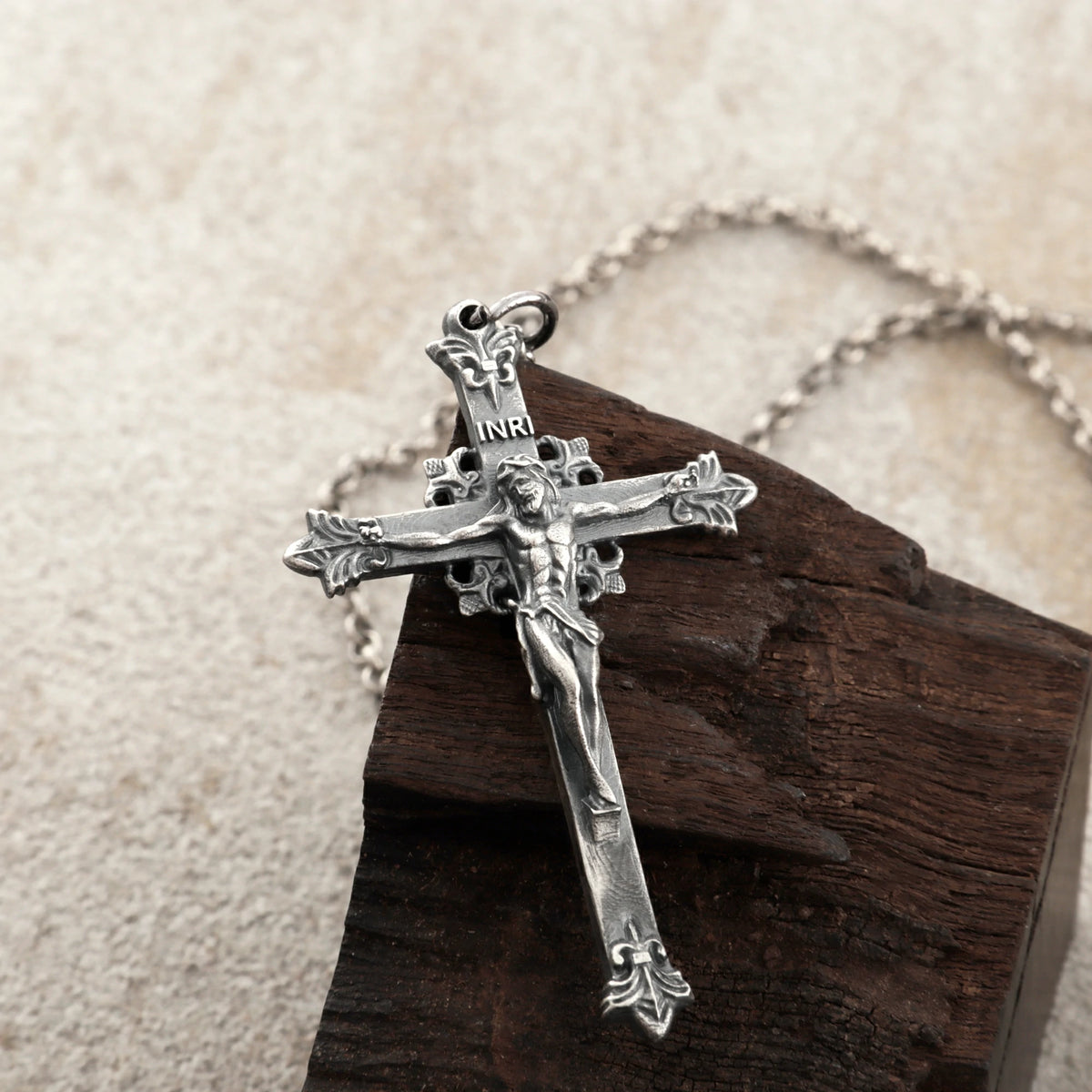 Sacred Double-Sided Crucifix Pendant, Solid 925 Sterling Silver Holy Mary Faith Cross