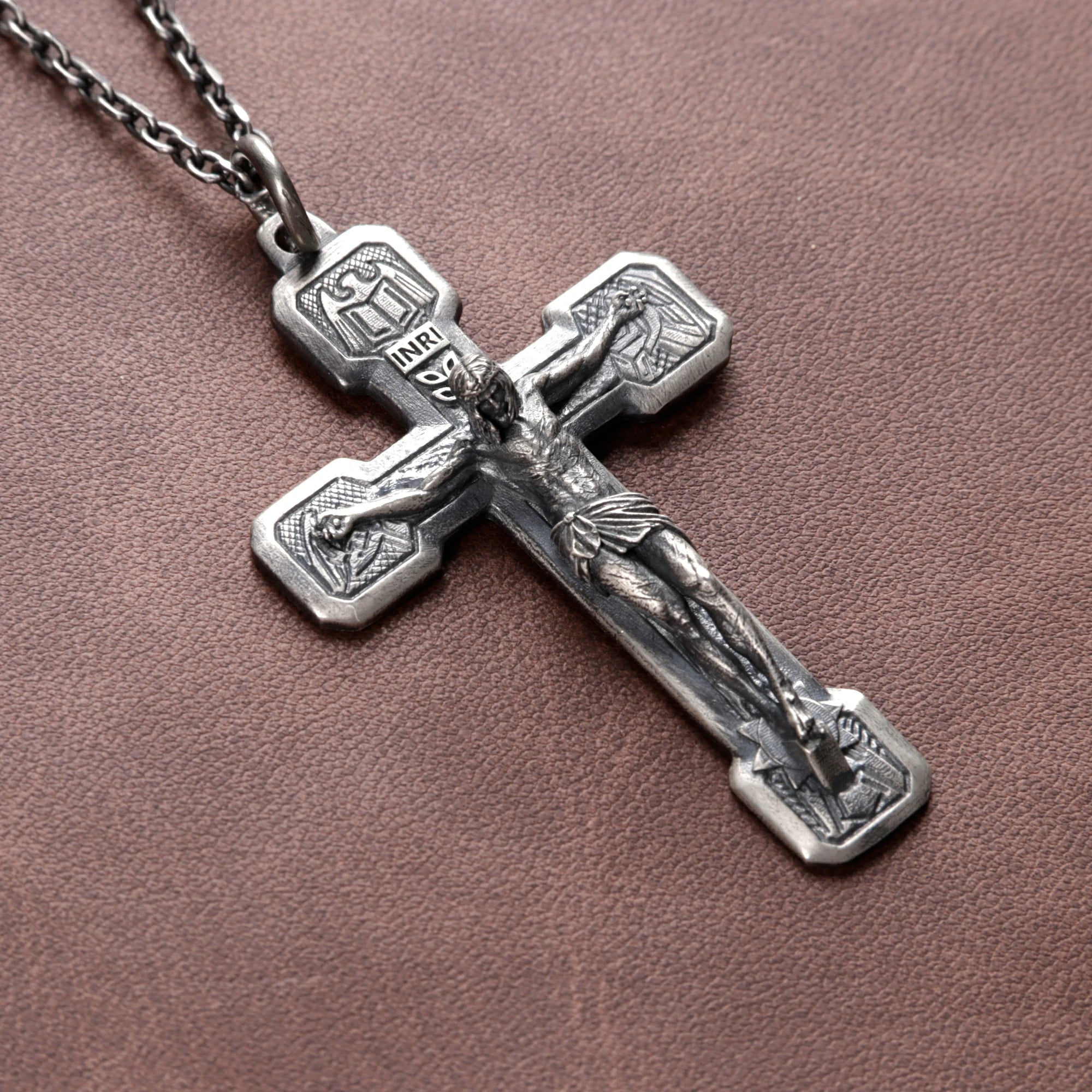 Engravable 925 Sterling Silver Crucifix Pendant Durable Jesus Cross Necklace Gift