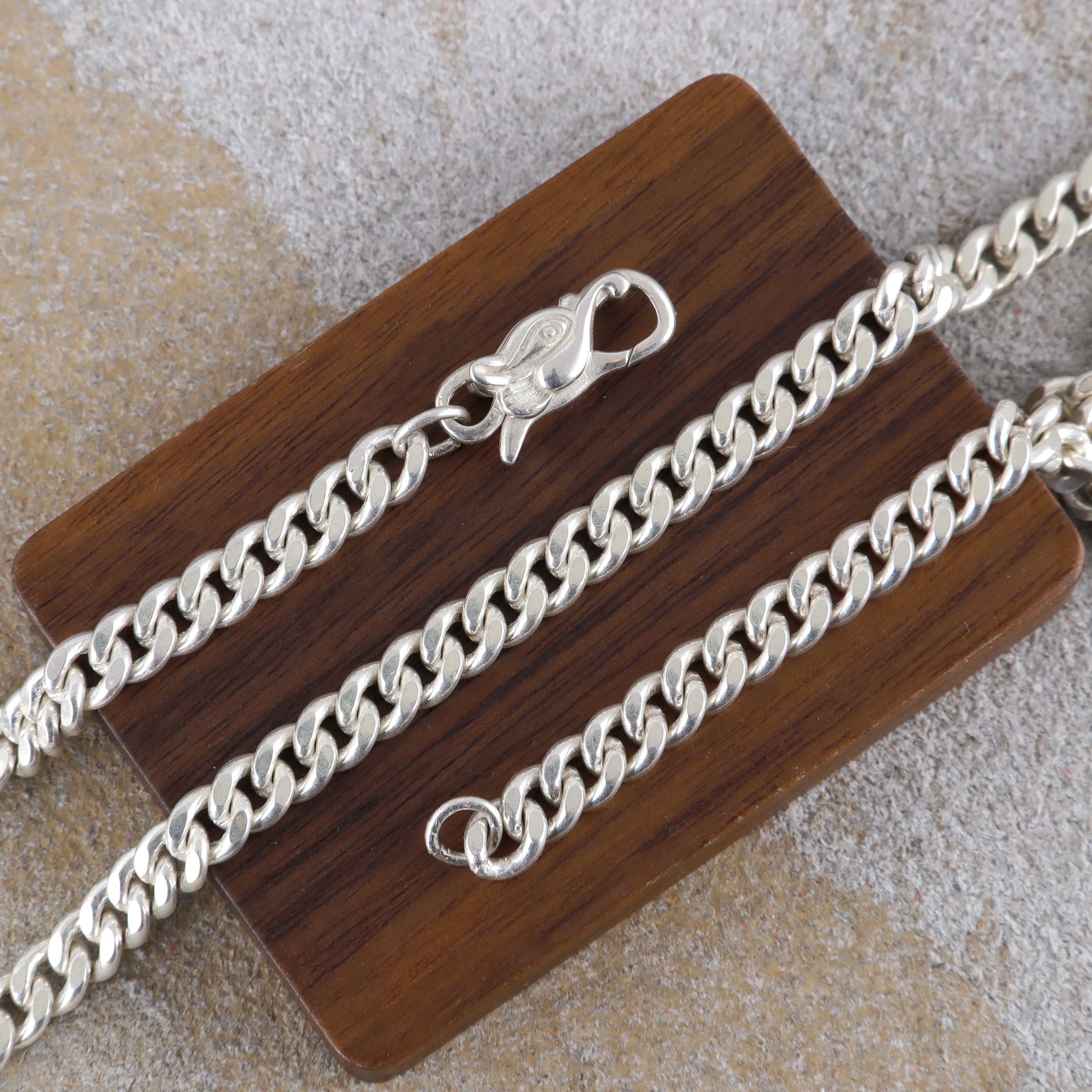 925 Sterling Silver Cuban Chain, Unique Dragon Head Lobster Clasp, 3mm–8mm Sizes, Birthday Gift for Men