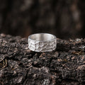 Personalized Textured Solid 925 Sterling Silver Ring, Engraved Rustic Band for Men