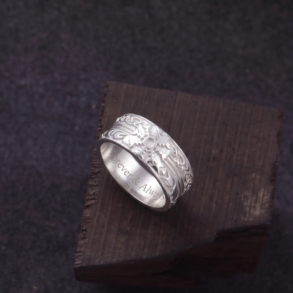 Personalized 925 Sterling Silver Viking Compass Ring Custom Engraved Mens Band