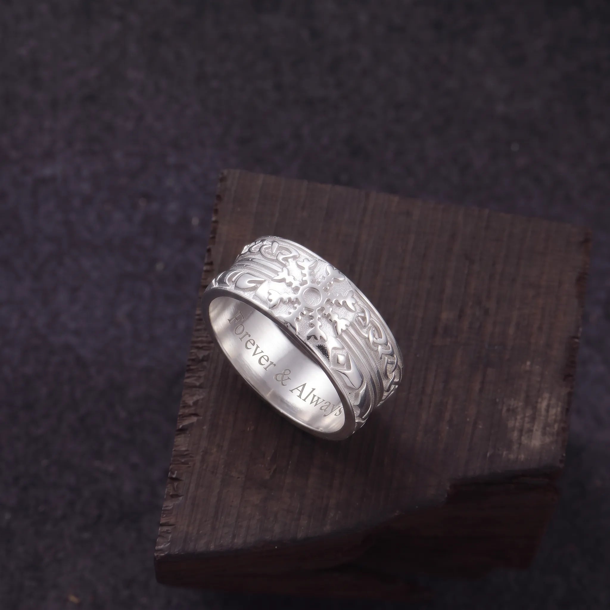 Personalized 925 Sterling Silver Viking Compass Ring Custom Engraved Mens Band