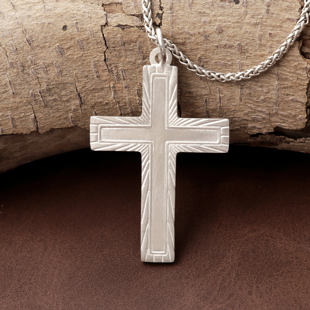 Custom 925 Sterling Silver Sunburst Cross Pendant for Heavenly Guidance & Eternal Light