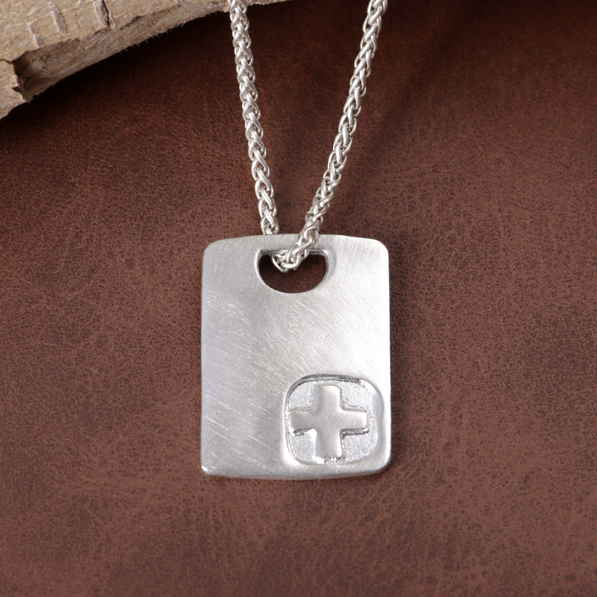 925 Sterling Silver Engravable Military Tag Cross Pendant Bound In Divine Protection