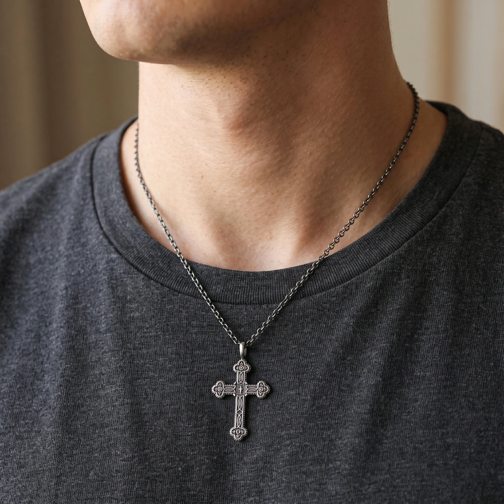 925 Sterling Silver Engravable Celtic Cross Pendant Honoring Eternal Holy Trinity Grace