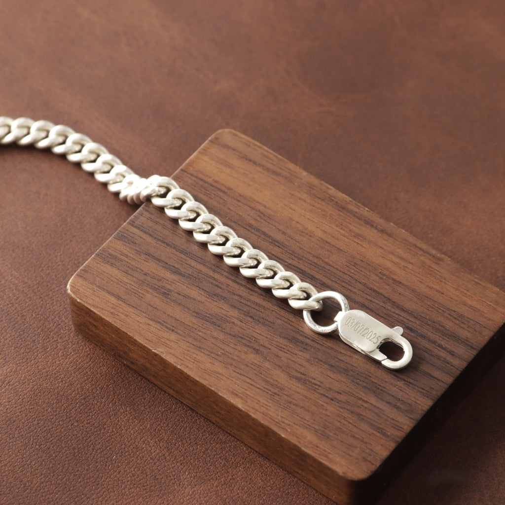 Custom Engraved Silver Anklet 925 Sterling Curb Chain Beach Wedding Gift