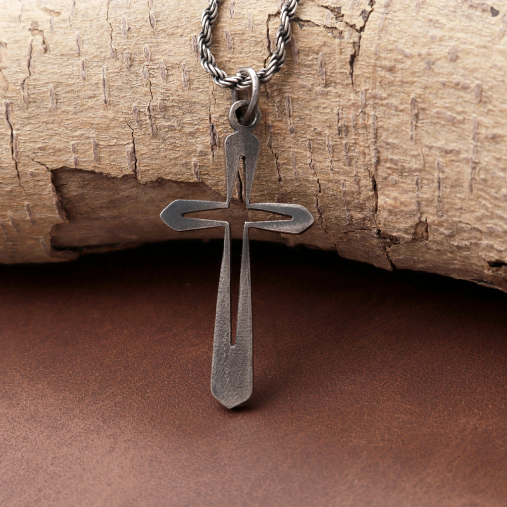 925 Sterling Silver Hollow Cross Pendant Embodying His Eternal Grace and Holy Light