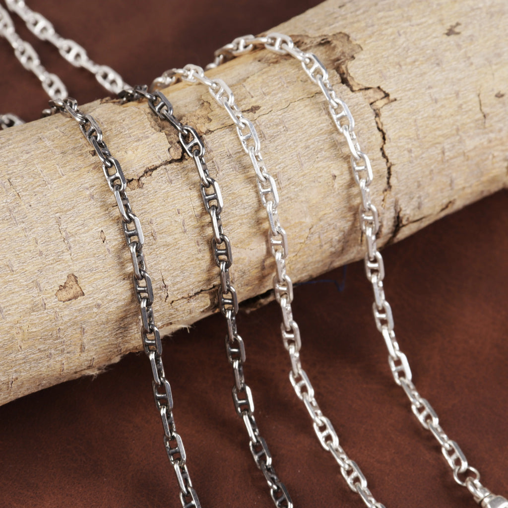 Unisex 925 Sterling Silver Mariner Anchor Chain Necklace-Spring Clasp for Pendant