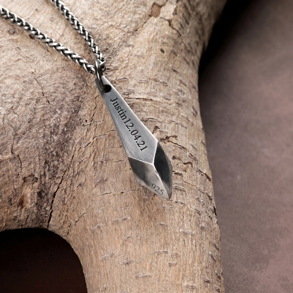 Personalized 925 Sterling Silver Spike Blade Pendant Long Lasting Necklace