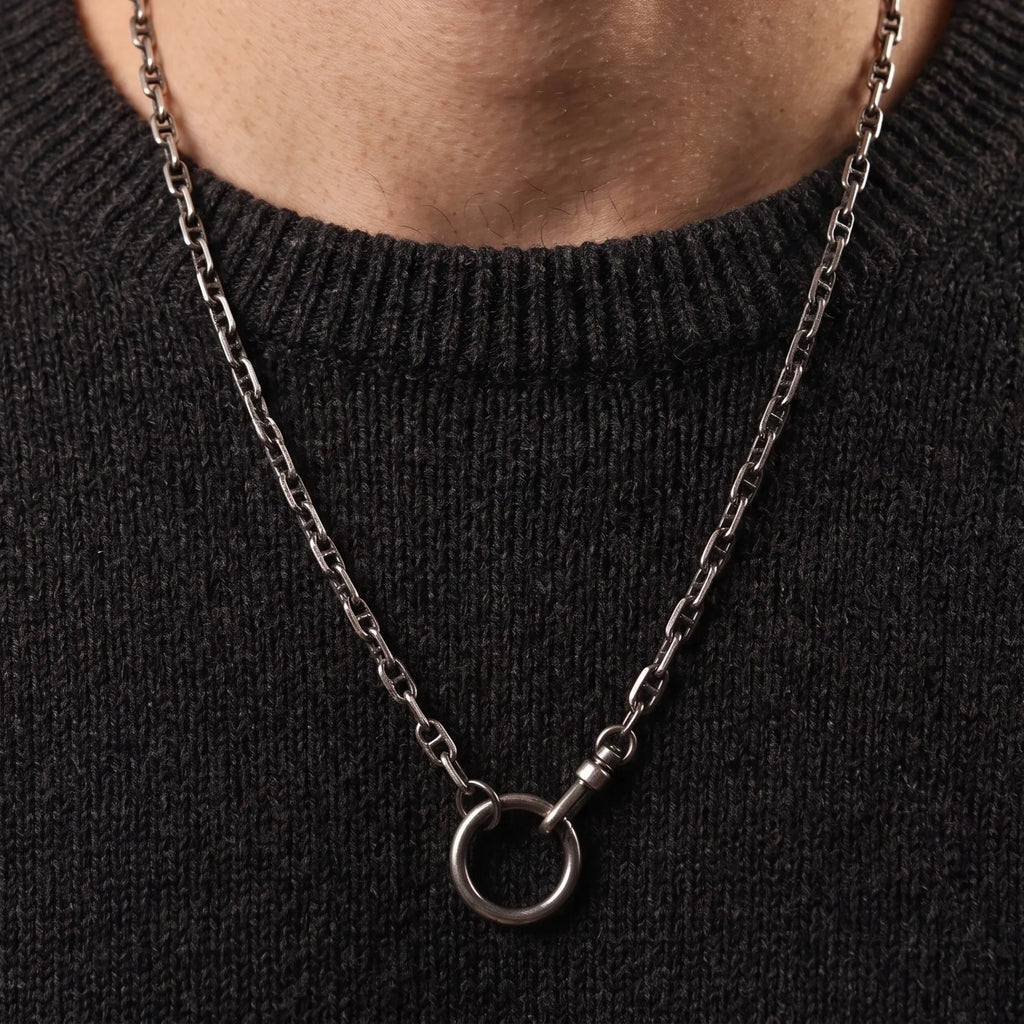 Unisex 925 Sterling Silver Mariner Anchor Chain Necklace-Spring Clasp for Pendant