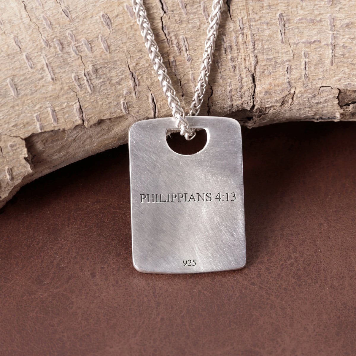 925 Sterling Silver Engravable Military Tag Cross Pendant Bound In Divine Protection