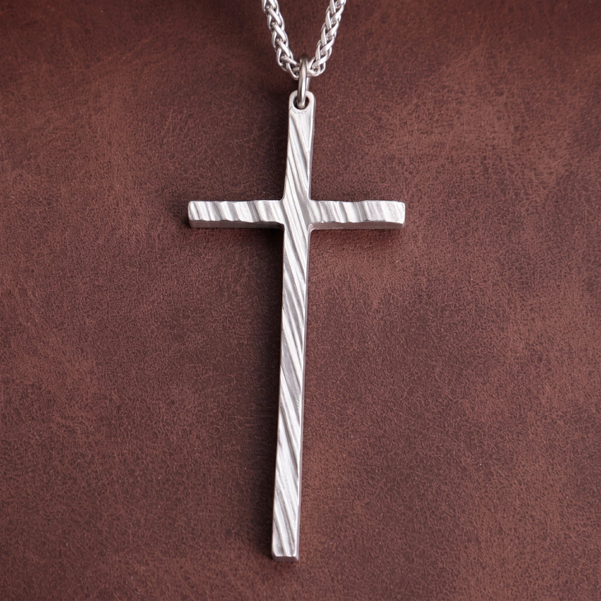 925 Sterling Silver Spiral Grooved Cross Pendant Anchored In Sacred Redemption