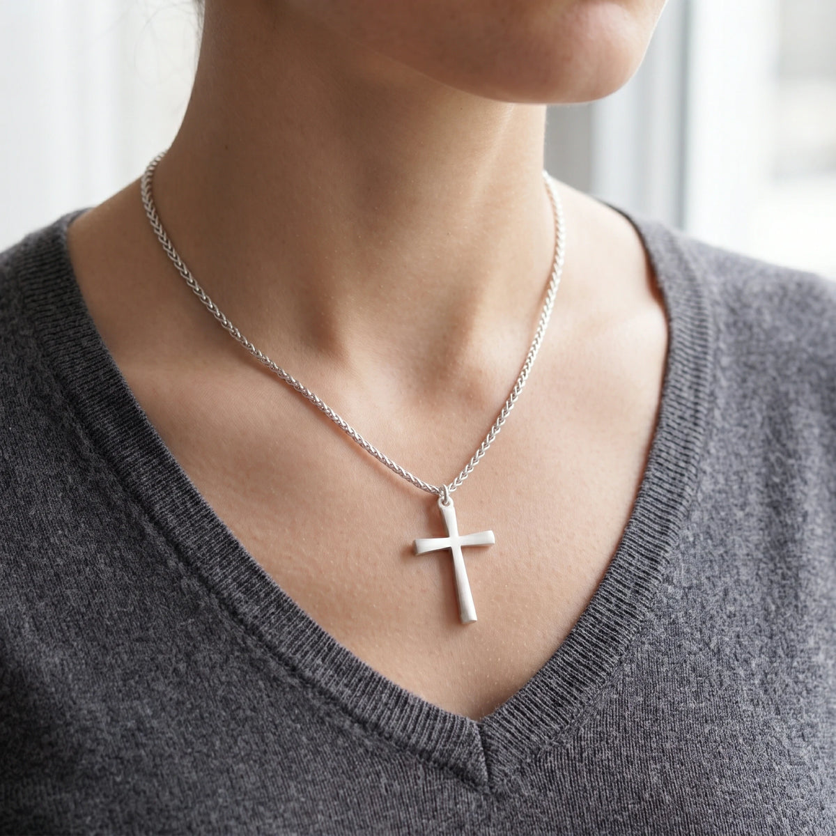 925 Sterling Silver Engravable Twisted Cross Pendant Anchored In Divine Grace