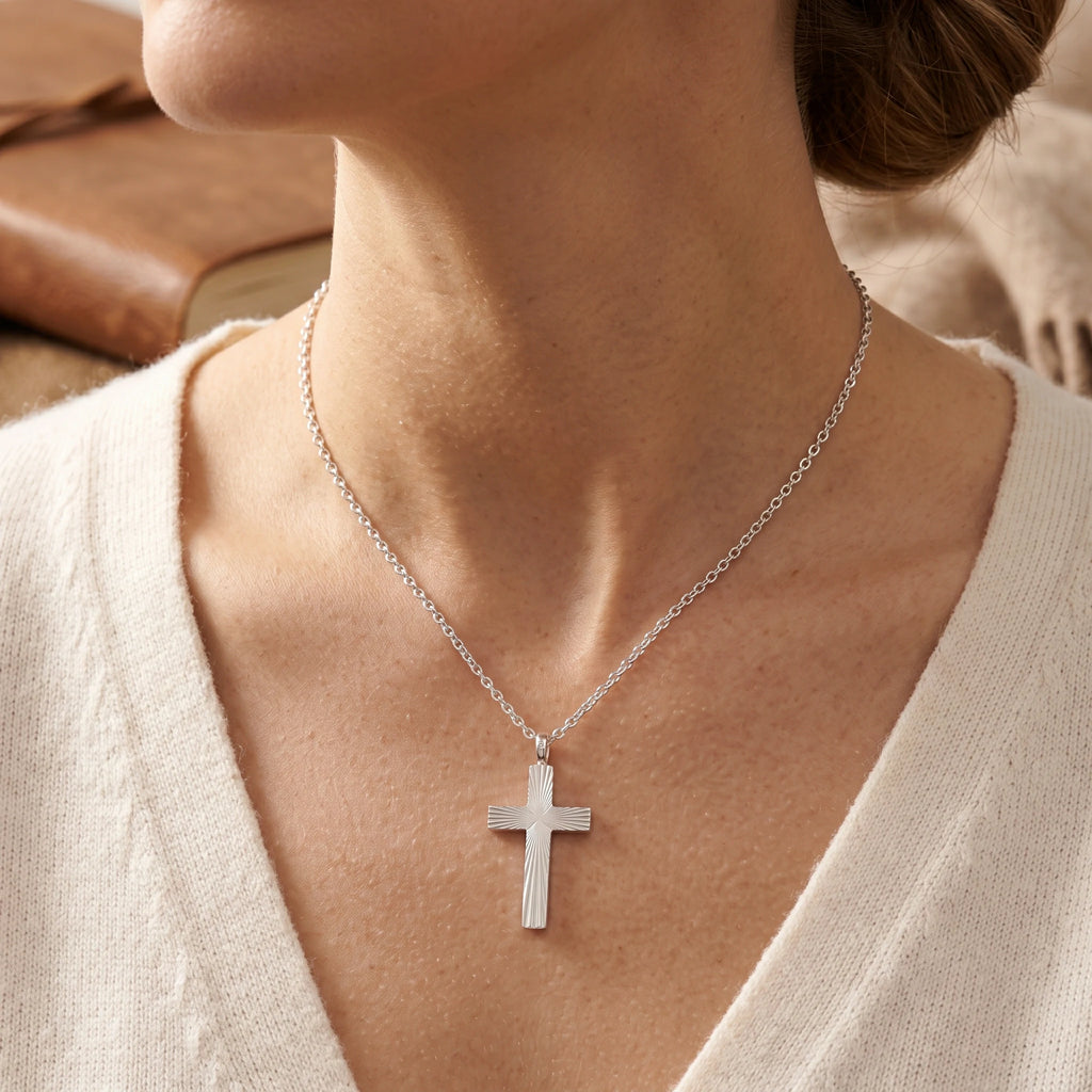 Radiant 925 Sterling Silver Cross Necklace for Divine Light & Everlasting Faith