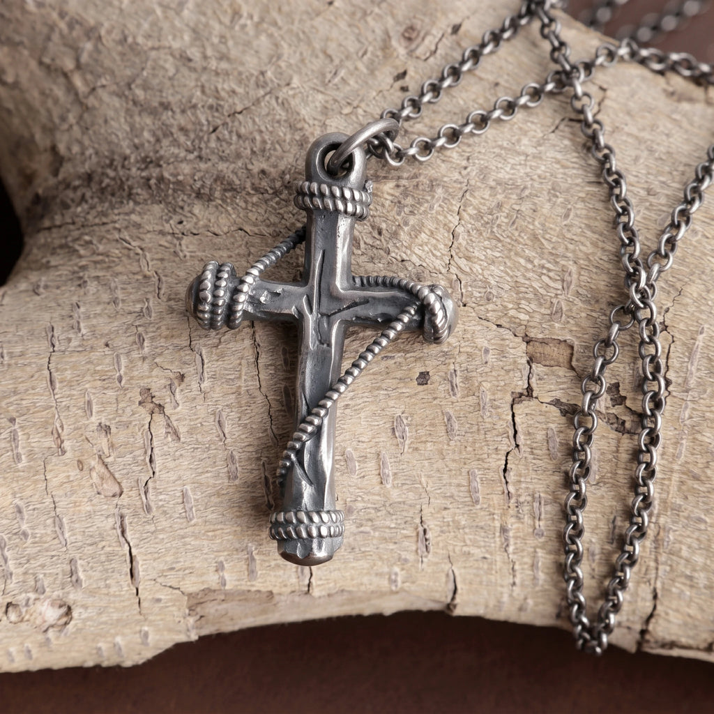925 Sterling Silver Sacred Rope Cross Pendant Binding Your Soul To Eternal Divine Love