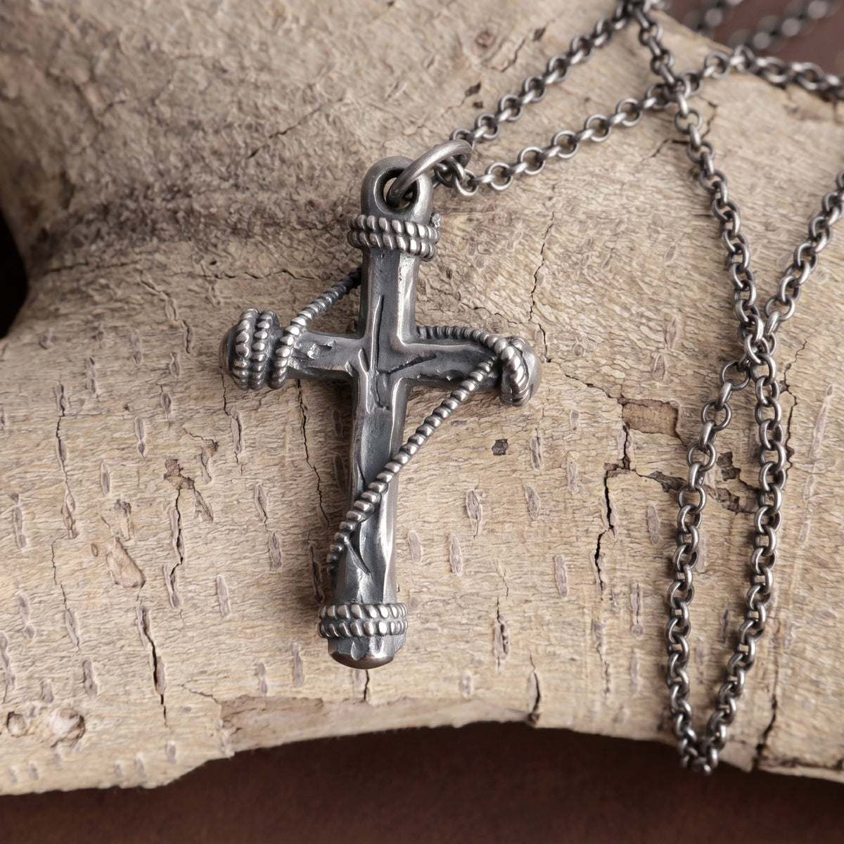 925 Sterling Silver Sacred Rope Cross Pendant Binding Your Soul To Eternal Divine Love