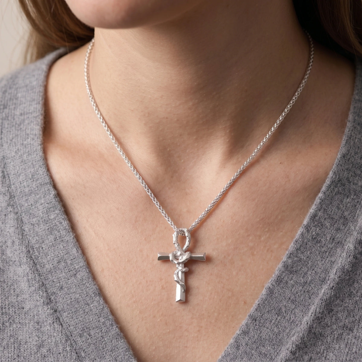 925 Sterling Silver Crown Of Thorns Cross Pendant Anchored In His Eternal Salvation
