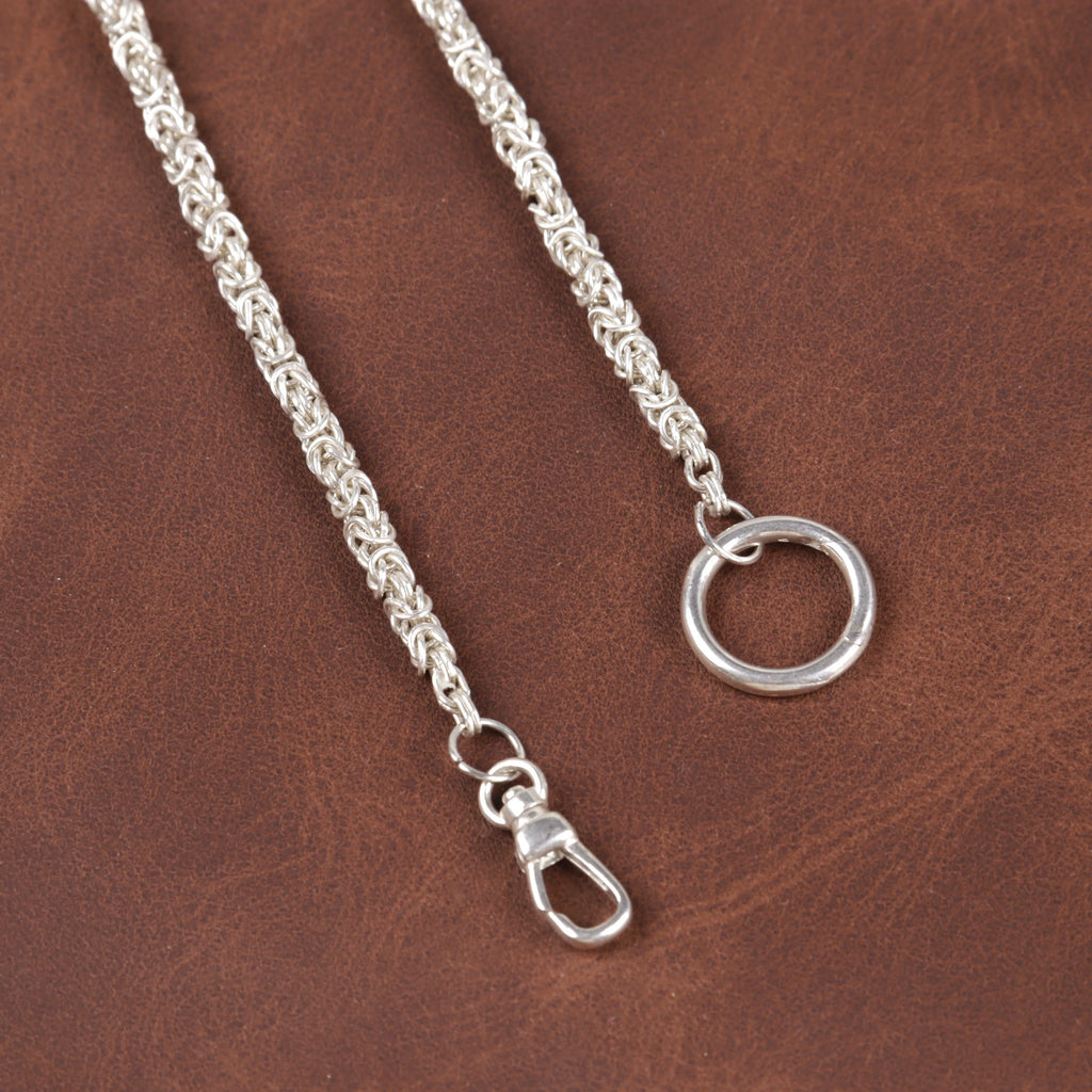 Men’s 925 Sterling Silver Byzantine Chain Necklace with Spring Clasp-Link for Pendant