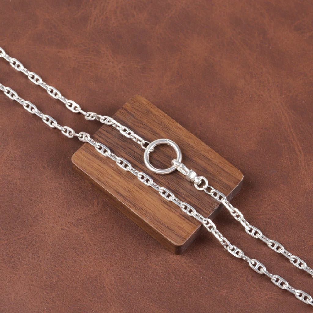 Unisex 925 Sterling Silver Mariner Anchor Chain Necklace-Spring Clasp for Pendant