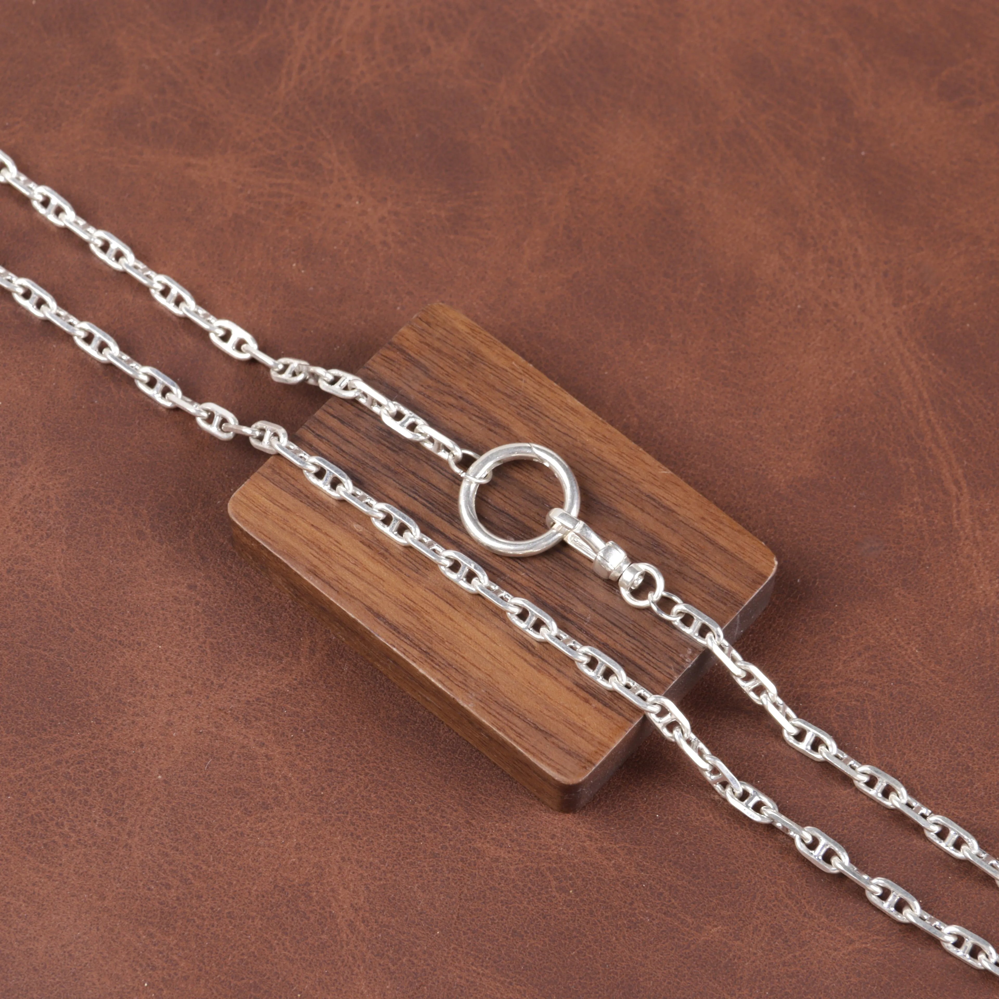 Unisex 925 Sterling Silver Mariner Anchor Chain Necklace-Spring Clasp for Pendant