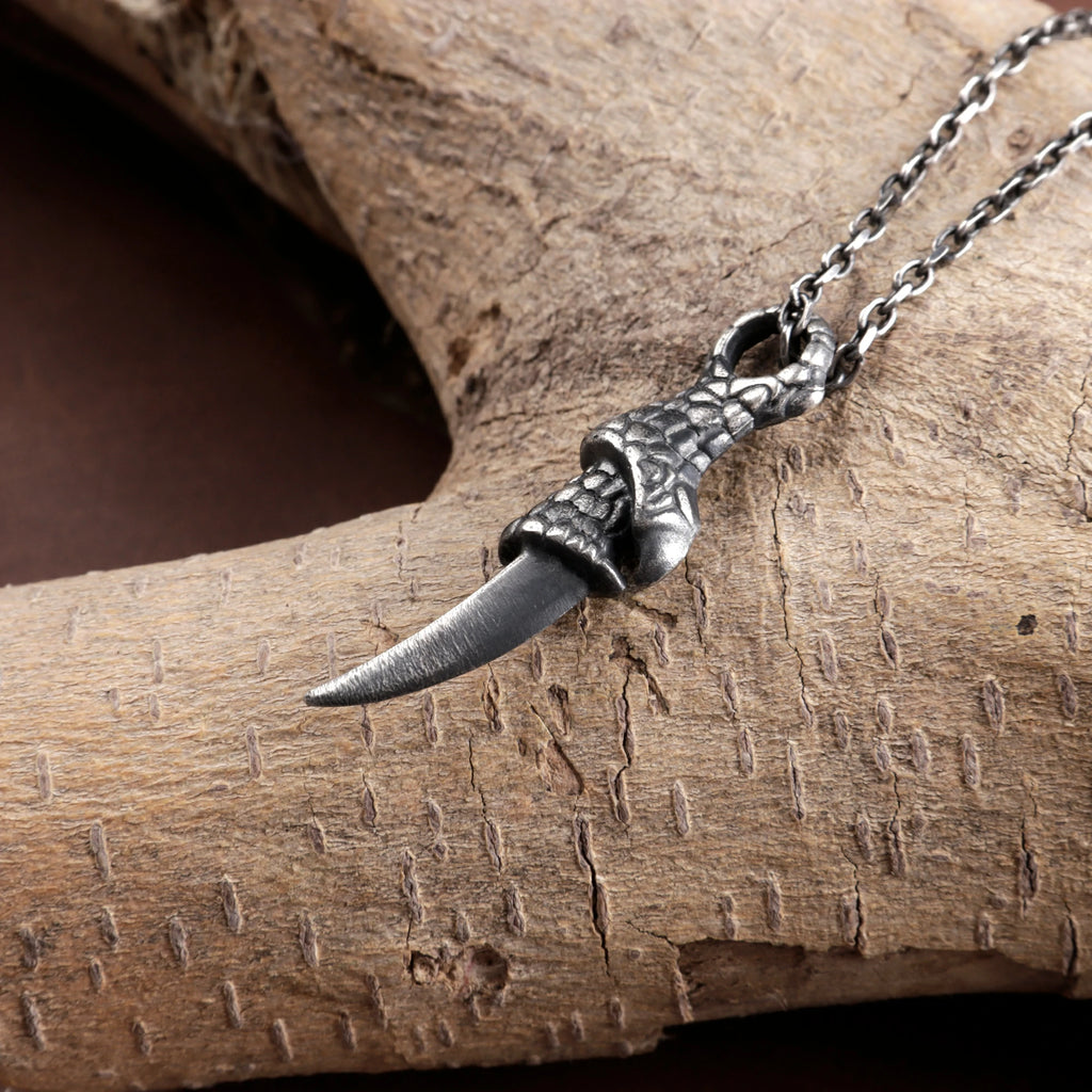 925 Sterling Silver Dragon Claw Pendant Necklace for Men, Durable Gothic Jewelry Gift