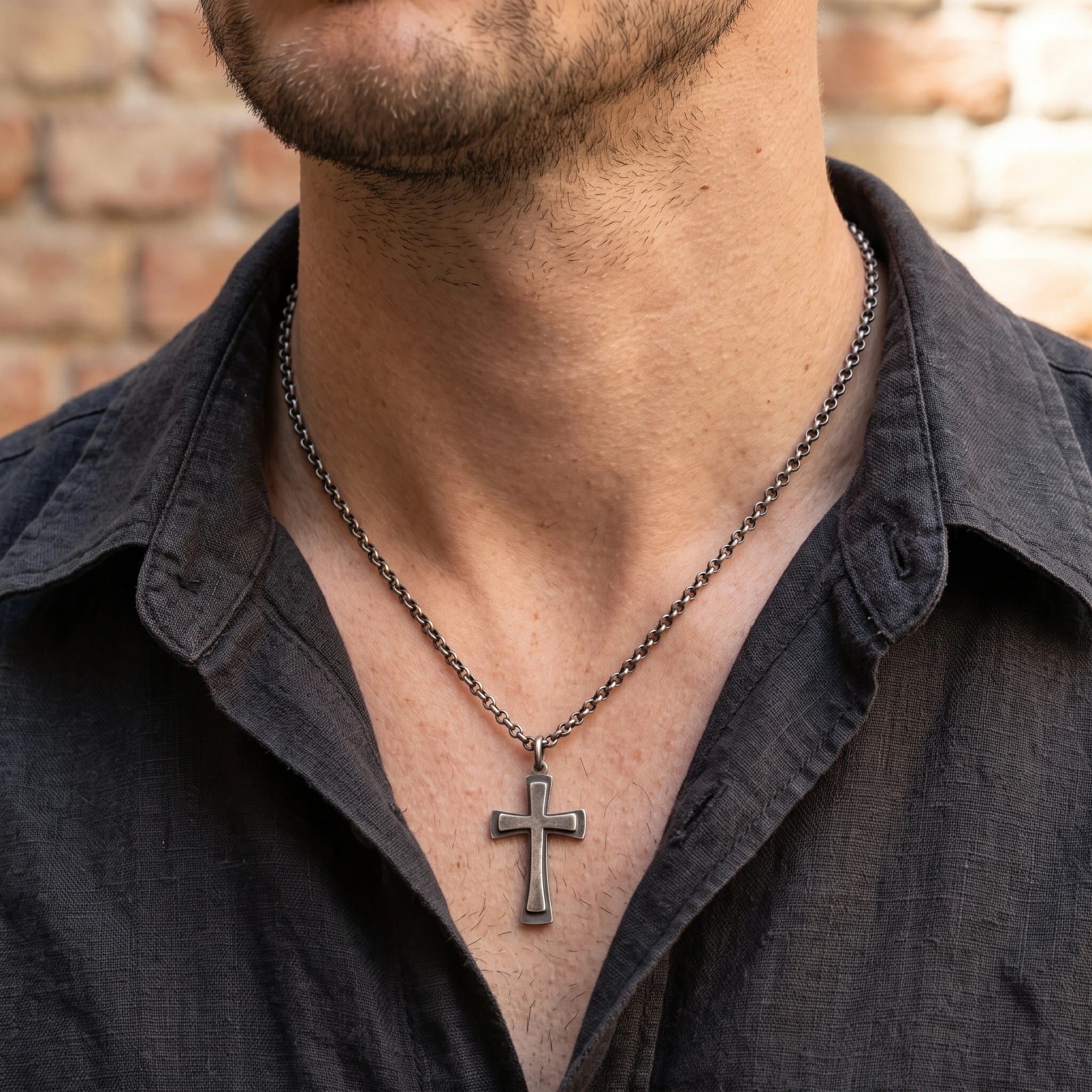 925 Sterling Silver Heirloom Tiered Holy Cross Engravable Faith Pendant Necklace