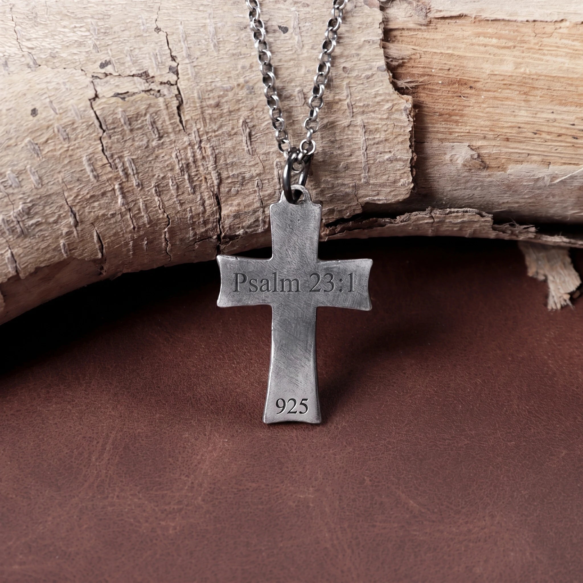 925 Sterling Silver Layered Beveled Cross Durable Custom Engravable Pendant