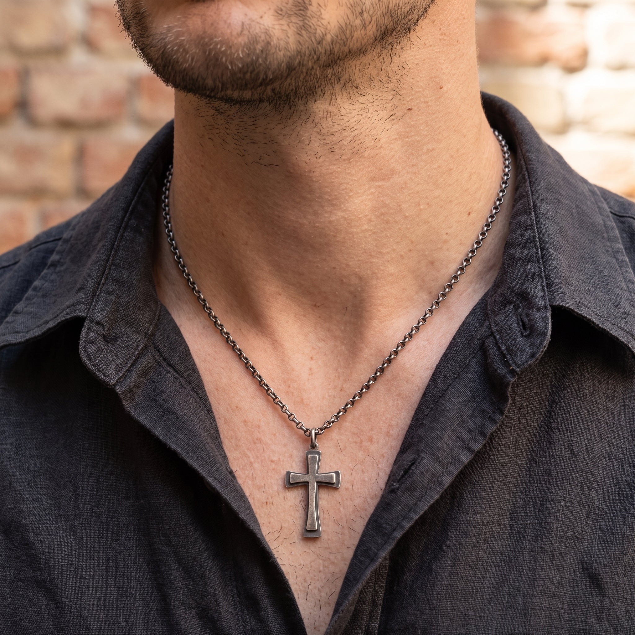 925 Sterling Silver Heirloom Tiered Holy Cross Engravable Faith Pendant Necklace