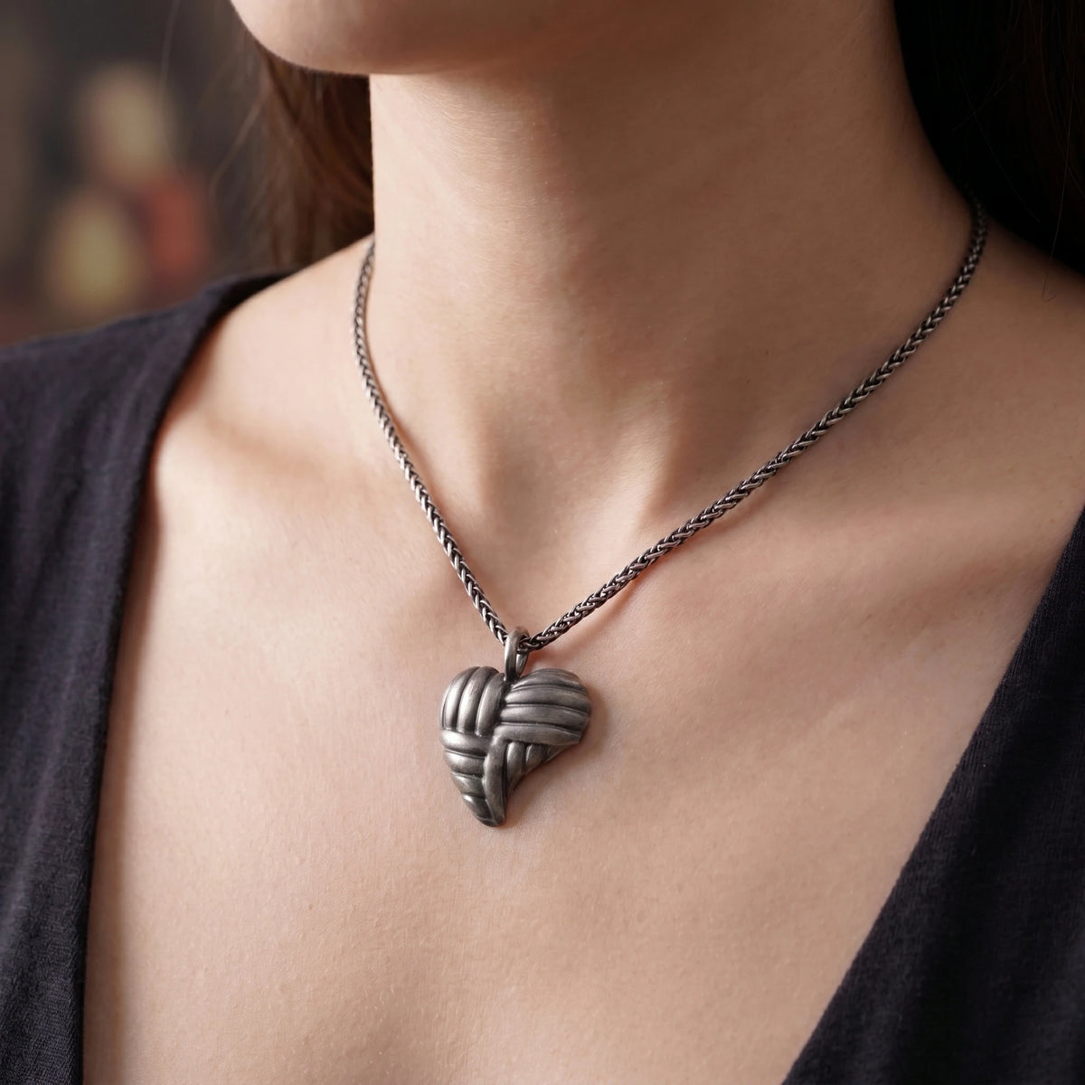 925 Sterling Silver Woven Heart Pendant Embracing Modern Love And Timeless Elegance