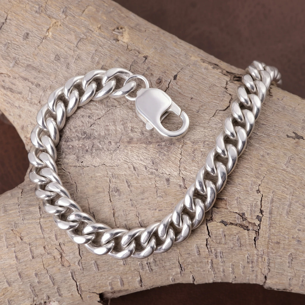 925 Sterling Silver Engravable Curb Link Bracelet Delivering Bold Masculine Power