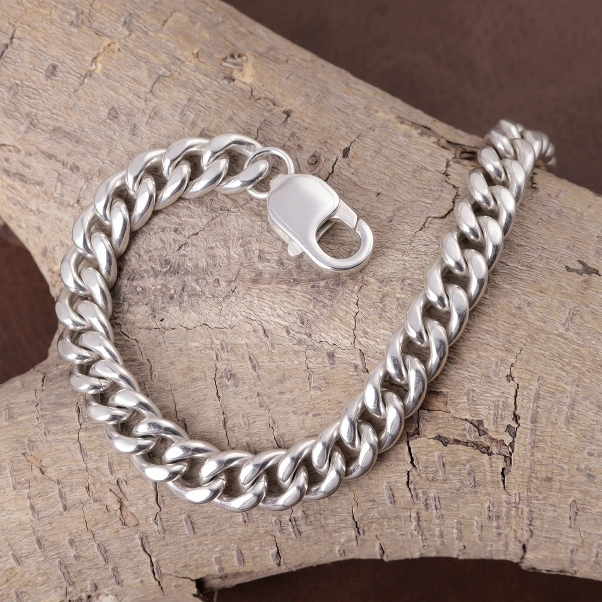 925 Sterling Silver Engravable Curb Link Bracelet Delivering Bold Masculine Power