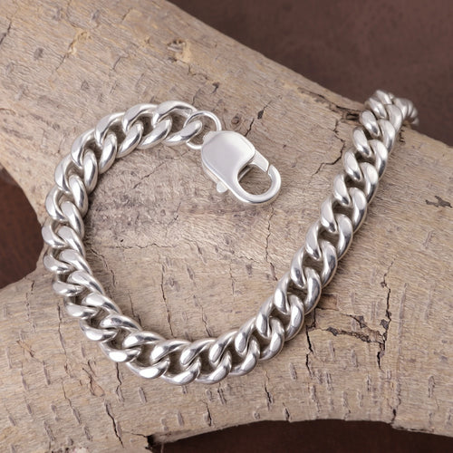 925 Sterling Silver Engravable Curb Link Bracelet Delivering Bold Masculine Power