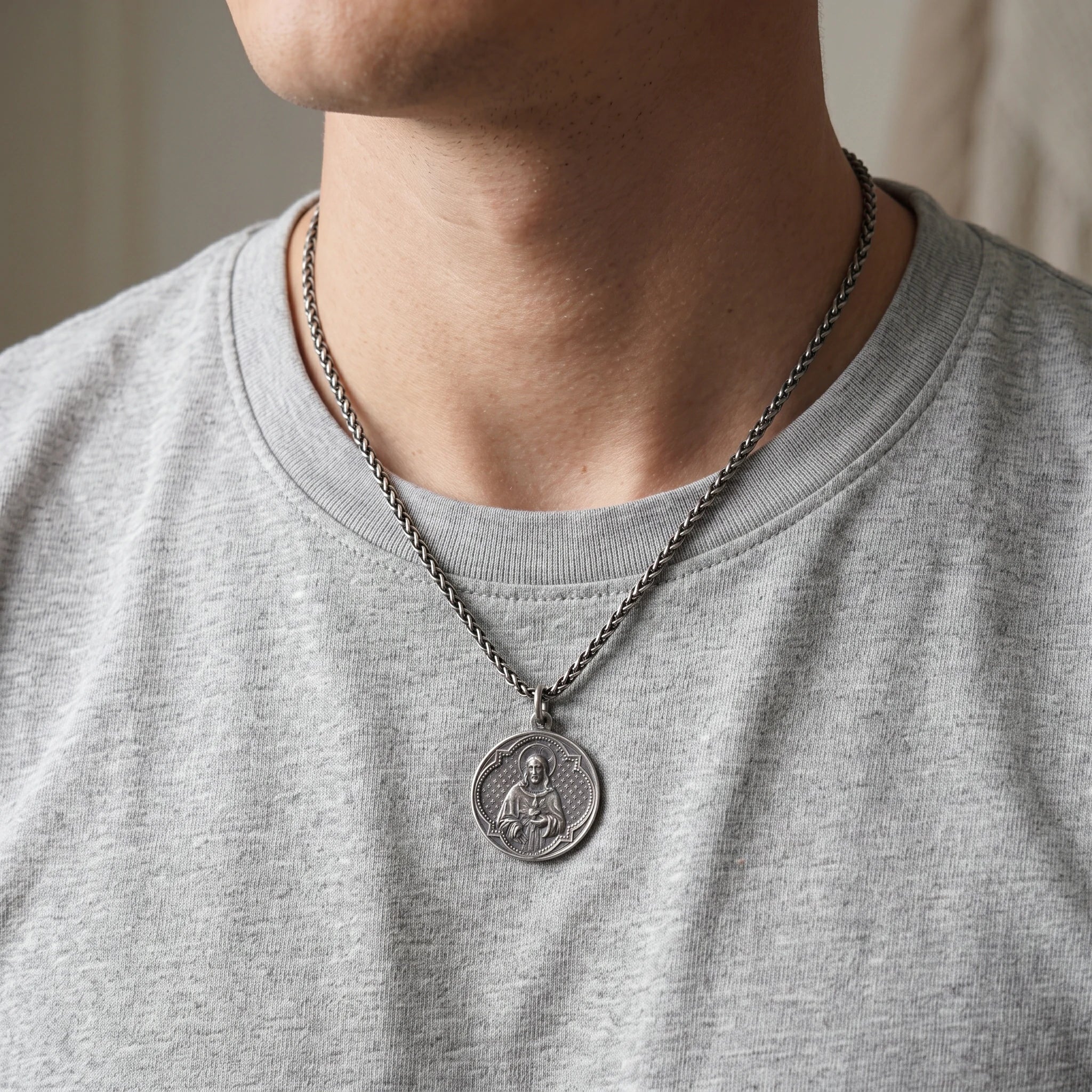 925 Sterling Silver Jesus & Virgin Mary Medal for Divine Blessing & Protection
