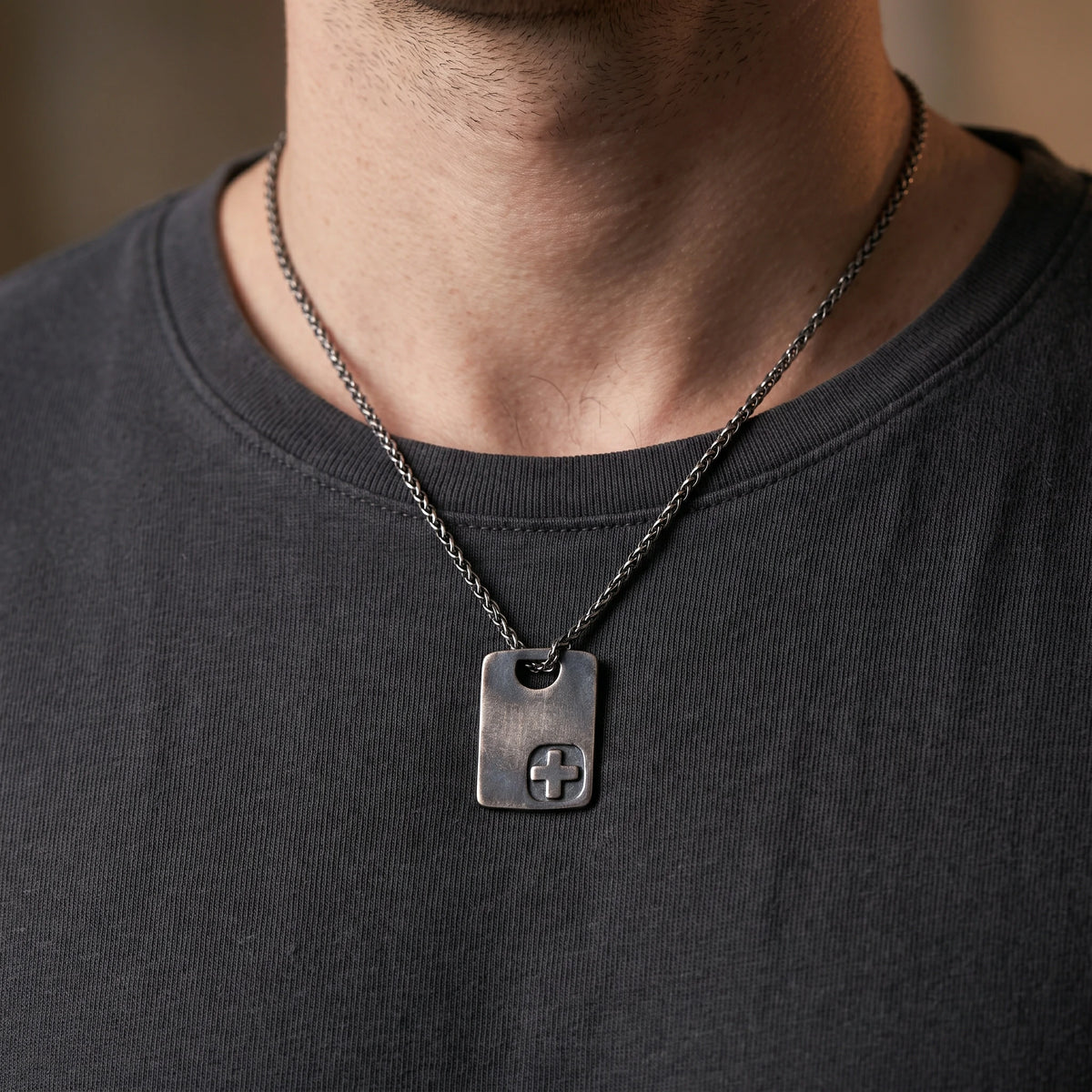 925 Sterling Silver Engravable Military Tag Cross Pendant Bound In Divine Protection