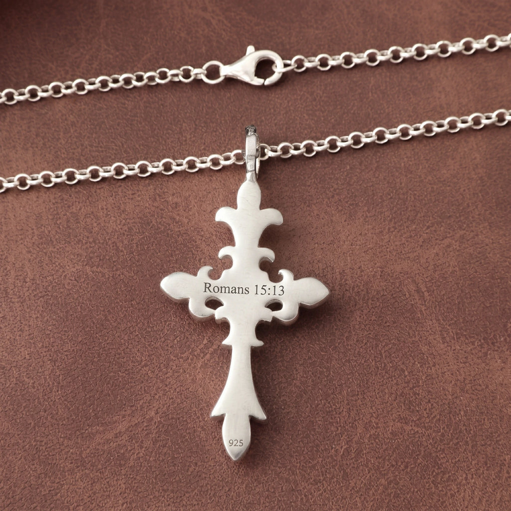 Custom 925 Sterling Silver Royal Crown Cross Pendant Exalting Christs Eternal Kingdom