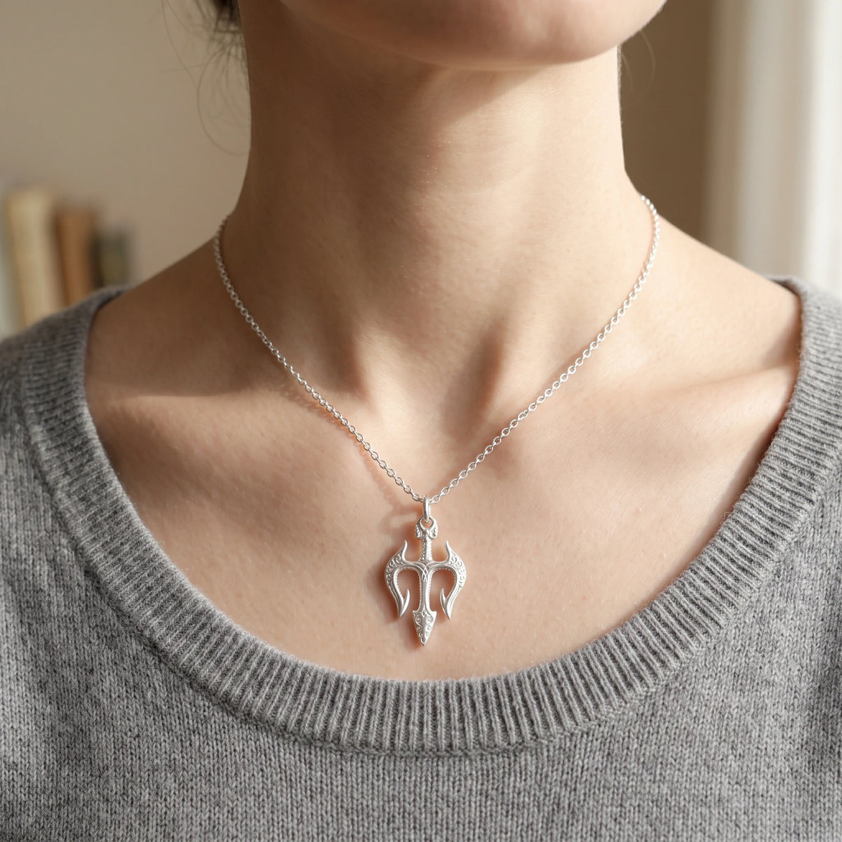 925 Sterling Silver Holy Trinity Trident Cross Pendant Shielding Your Heart In Divine Grace