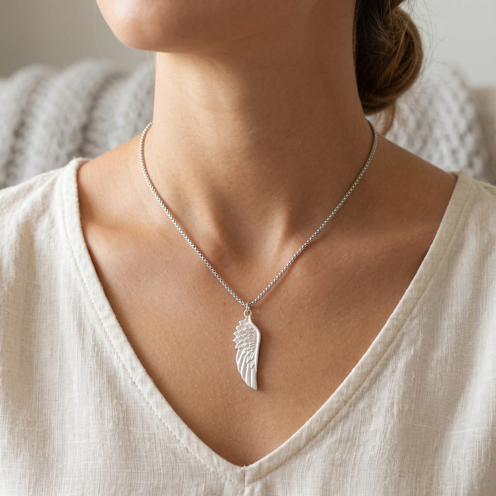 Custom 925 Sterling Silver Angel Wing Pendant Bringing Guardian Protection And Freedom