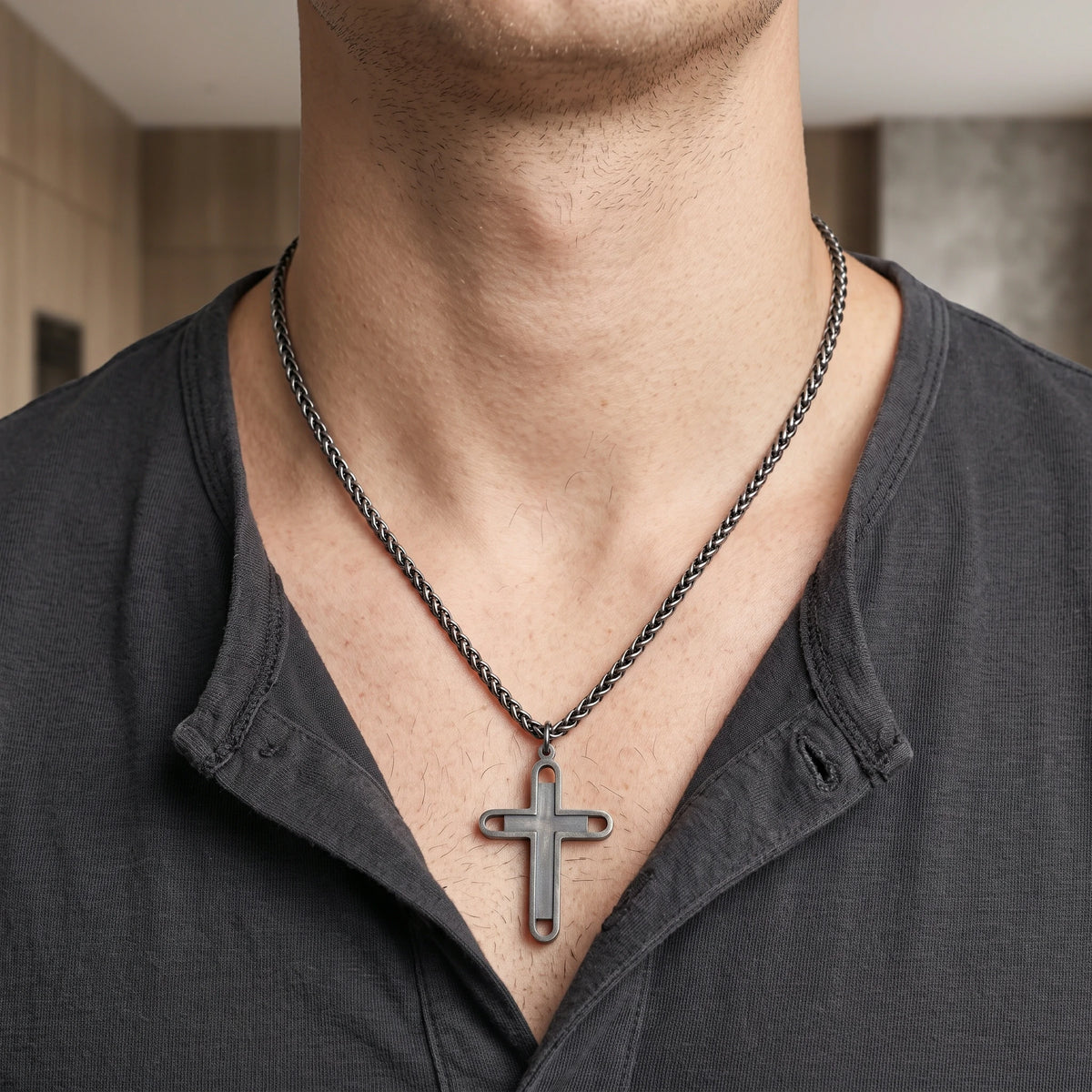 Engraved 925 Sterling Silver Layered Cross Pendant for Unshakable Faith & Sacred Protection