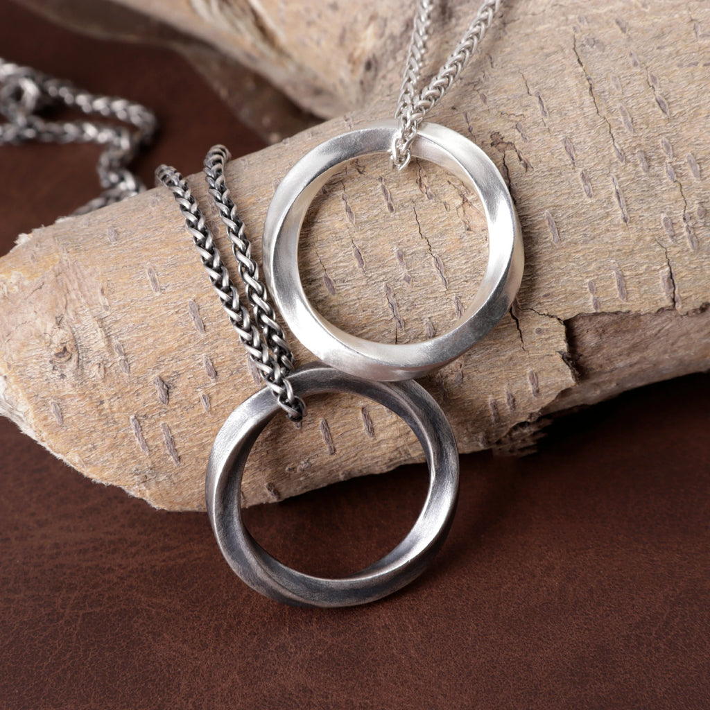 925 Sterling Silver Twisted Mobius Circle Pendant Delivering Minimalist Modern Flow