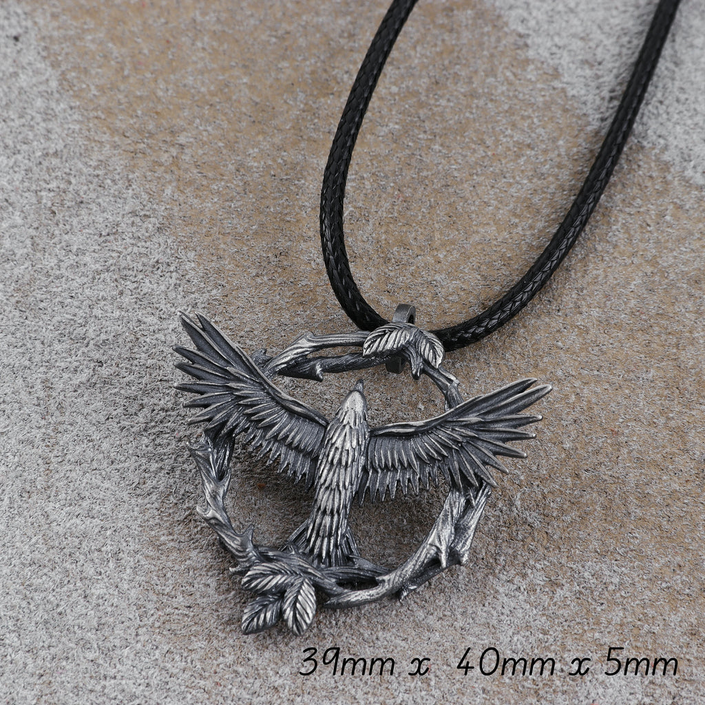 925 Sterling Silver Soaring Eagle Wreath Durable Freedom Pendant Necklace