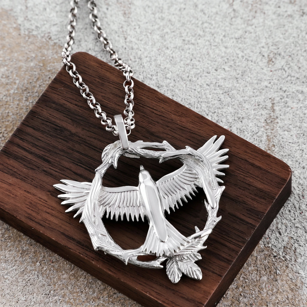 925 Sterling Silver Soaring Eagle Wreath Durable Freedom Pendant Necklace