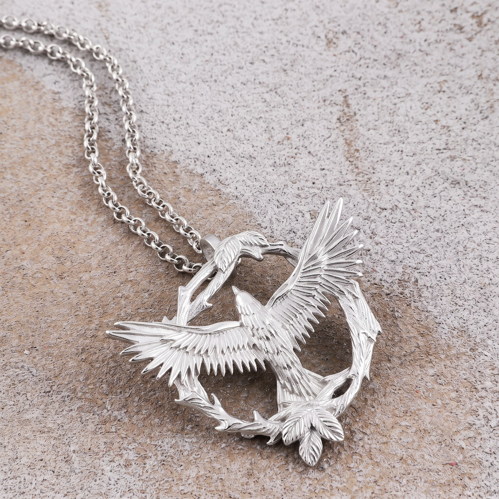 925 Sterling Silver Soaring Eagle Wreath Durable Freedom Pendant Necklace